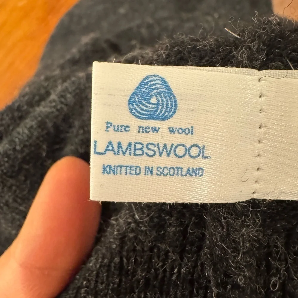 CLAN ROYAL Vintage Lambswool Sweater sz L Scotland Golf gray White black - Picture 7 of 7